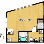 広い9.7帖で３面採光です。(間取)